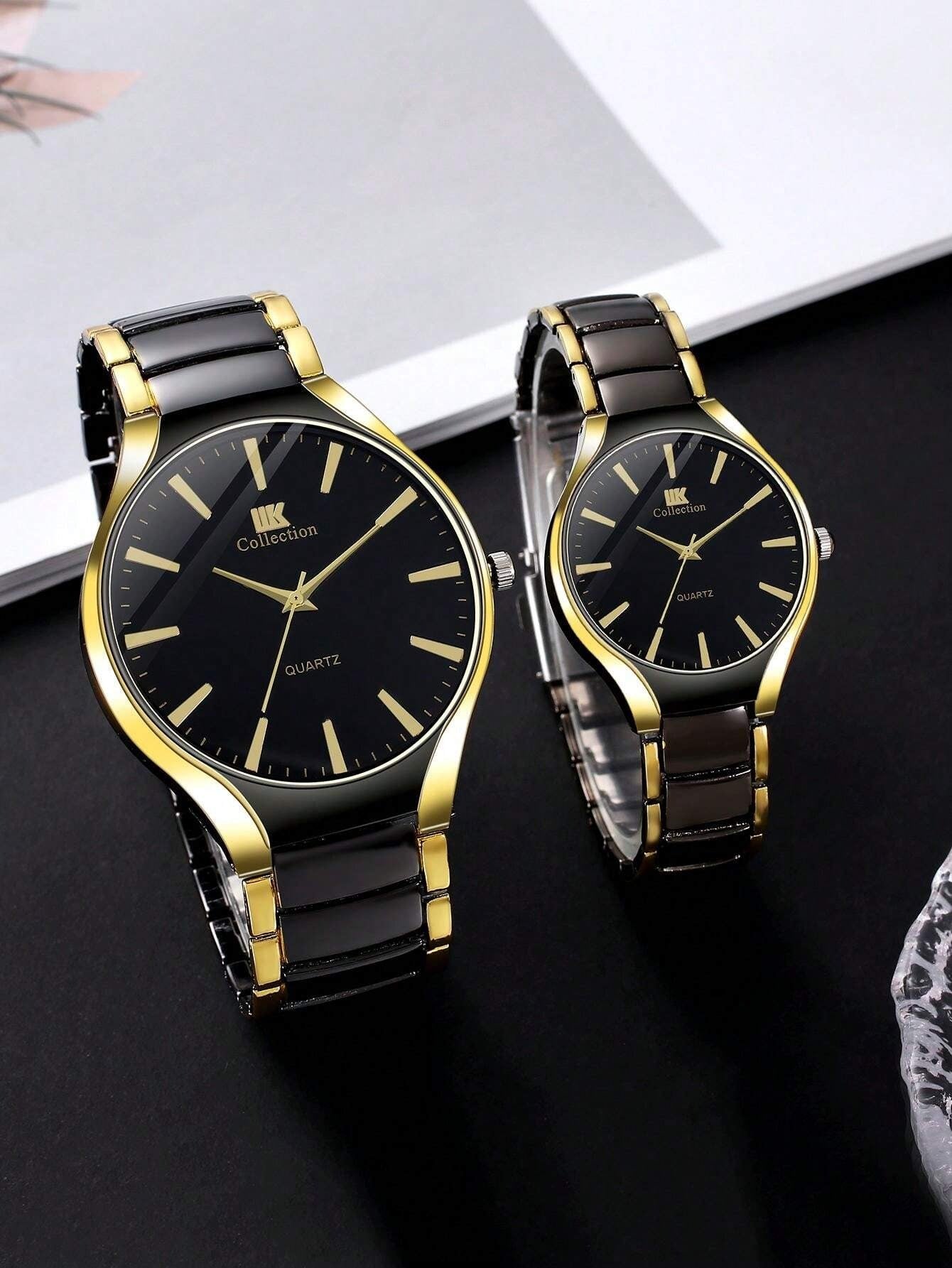 New Stylish Two Tone Couple Watch