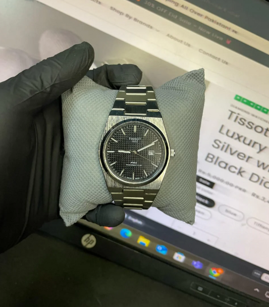 Tissot PRX Luxury Watch – Silver with Black Dial